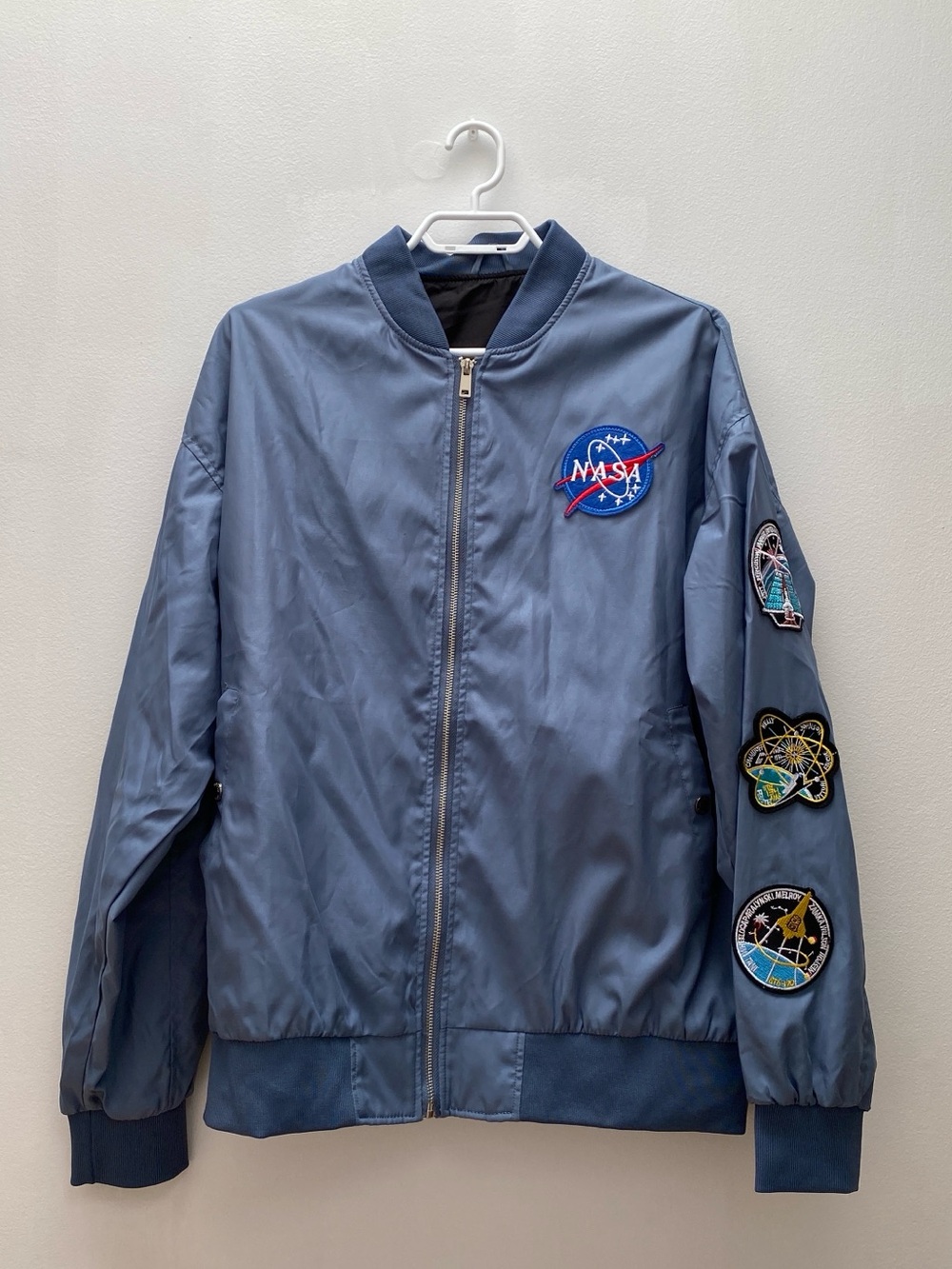 NASA - Blue Patchwork Unisex Windbreaker Varsity Jacket